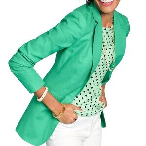 Talbots Linen Blazer Size 20 WP Green Spring Career Academia Casual Plus Size